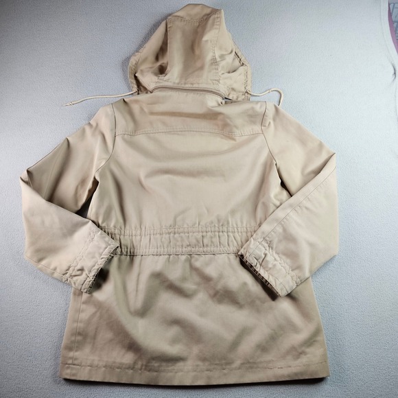 Women's Beige Hooded Jacket Lightweight Casual Outdoor Zip Up Coat - Picture 2 of 13